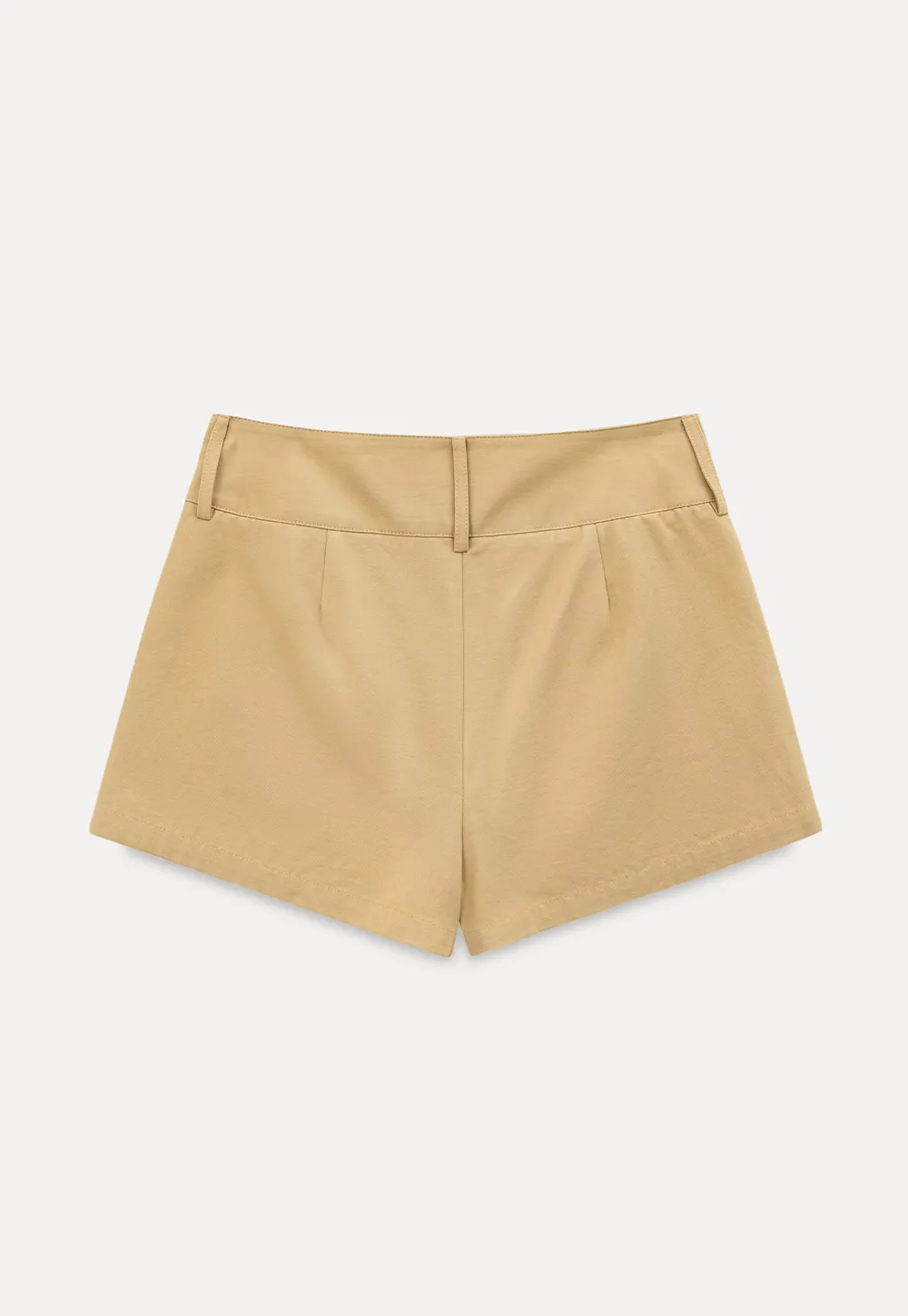 High Waist Pleated Shorts with Button Detailing