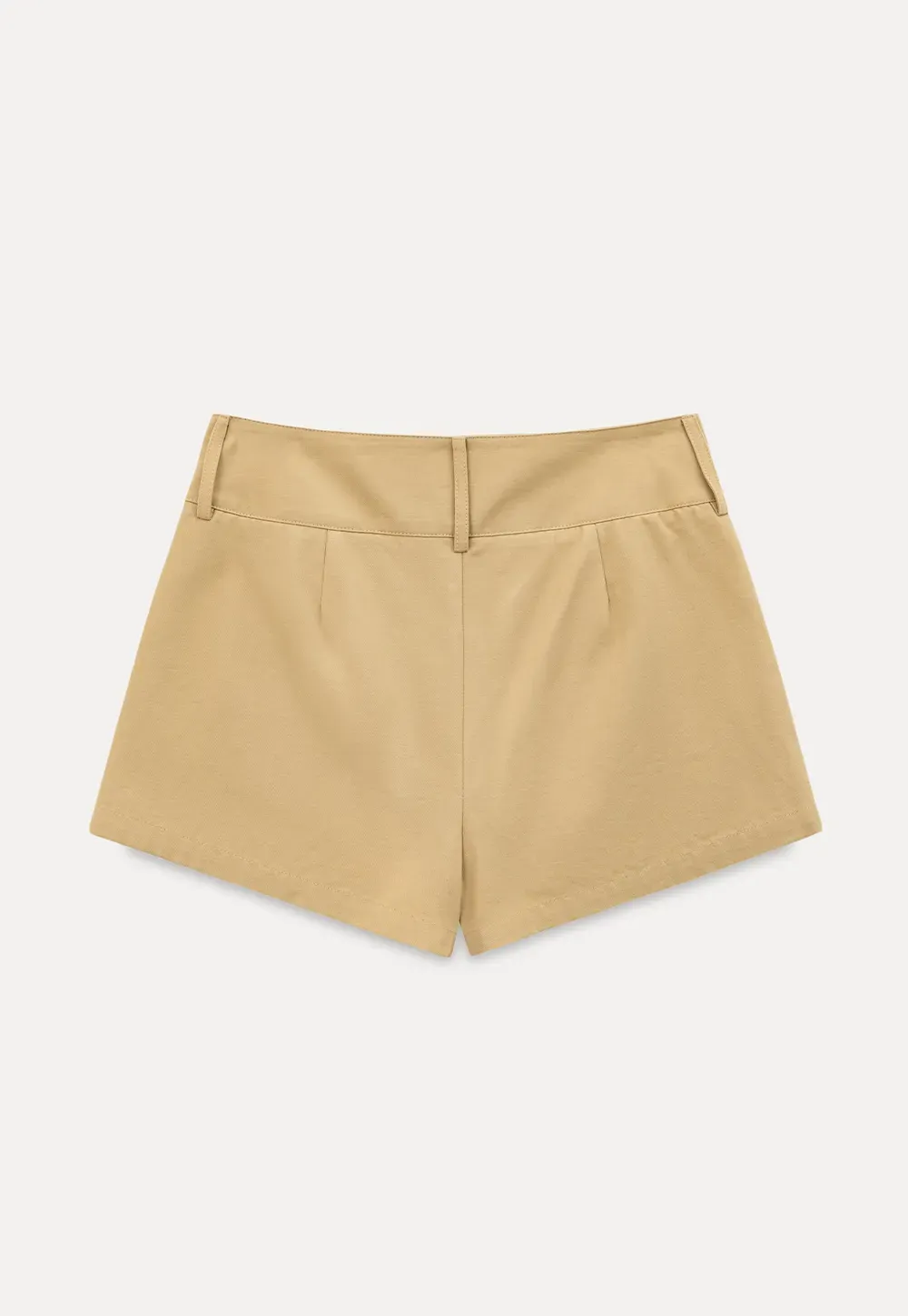 High Waist Pleated Shorts with Button Detailing