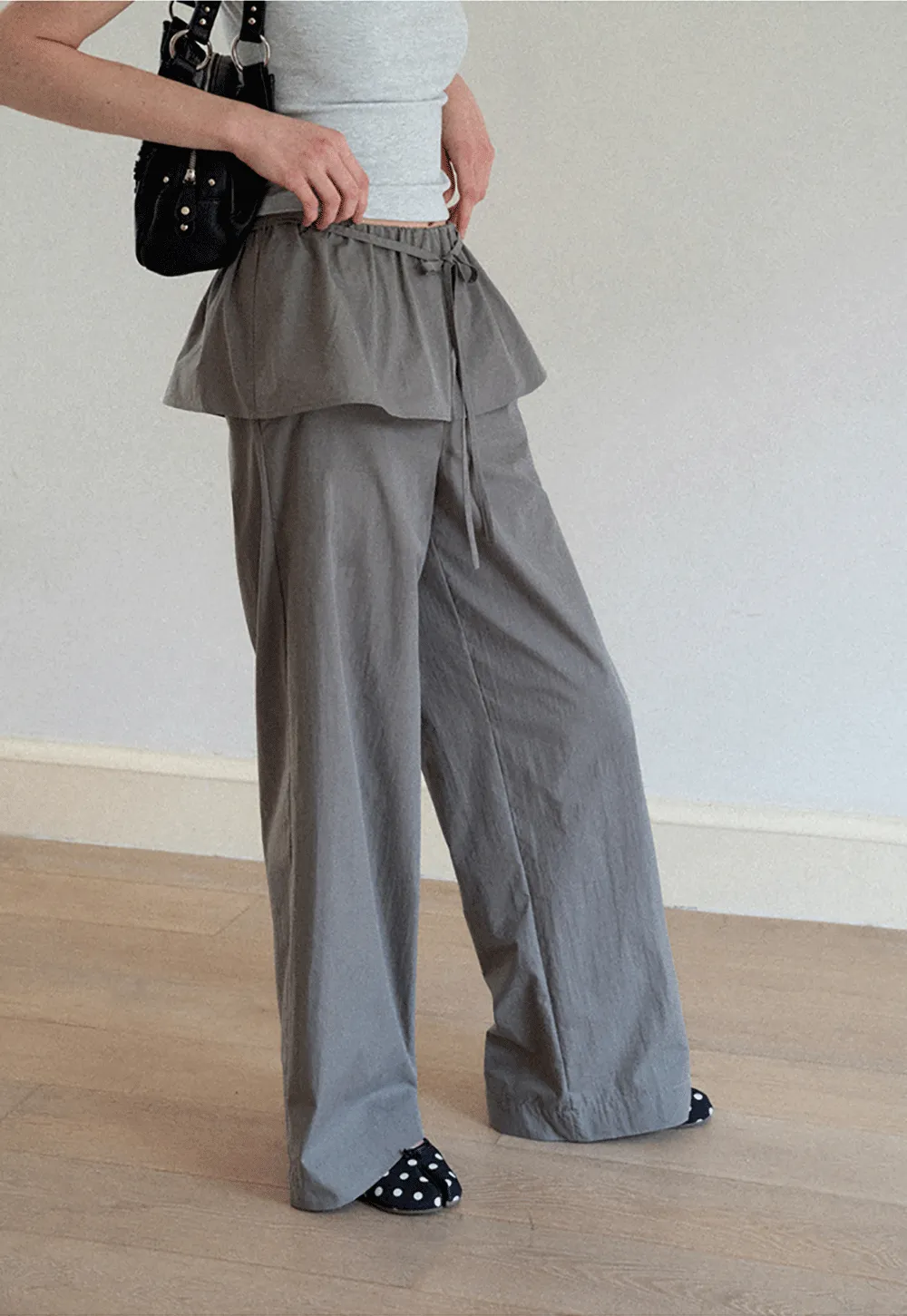 Drawstring Waist Wide Leg Casual Pants