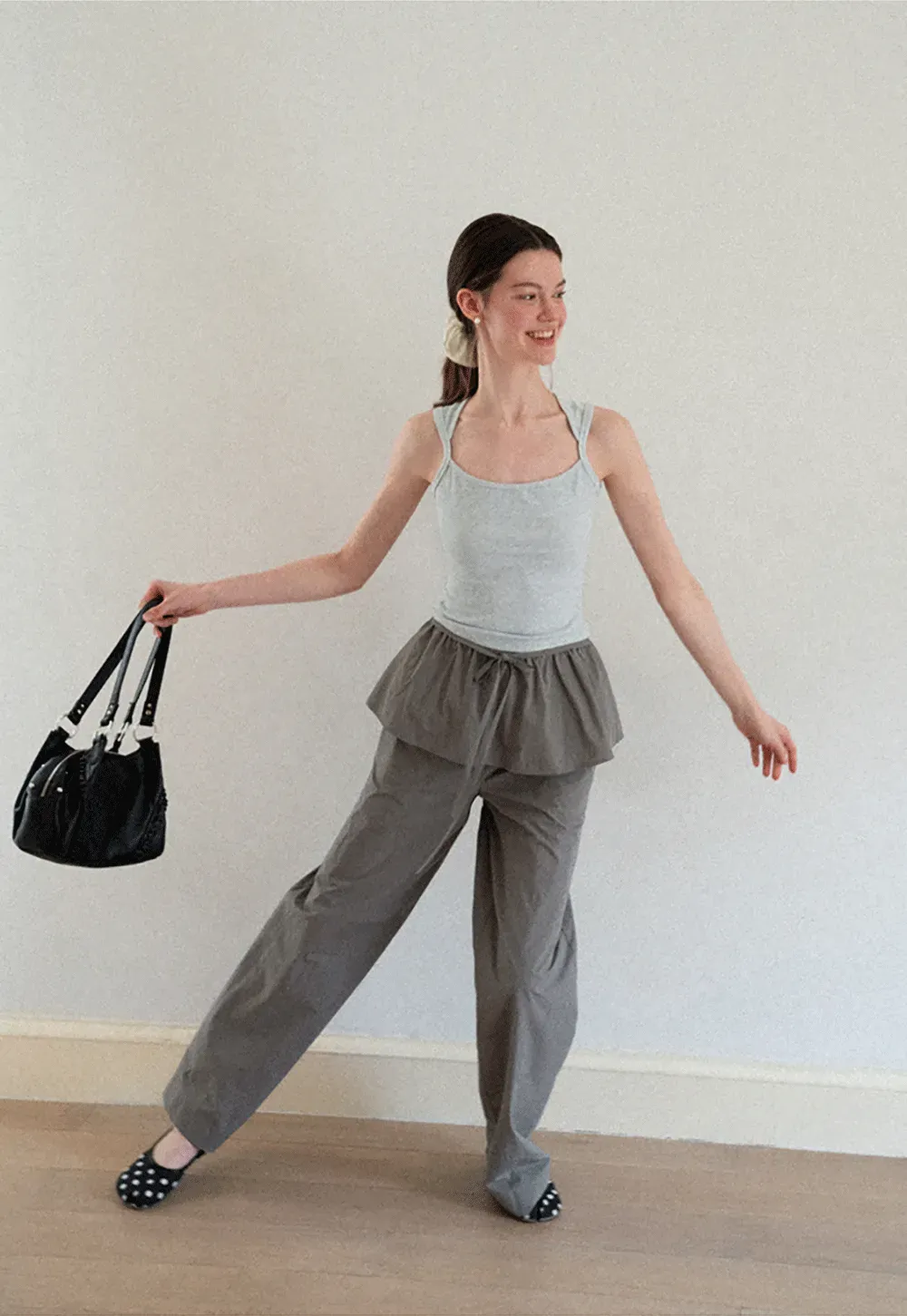 Drawstring Waist Wide Leg Casual Pants