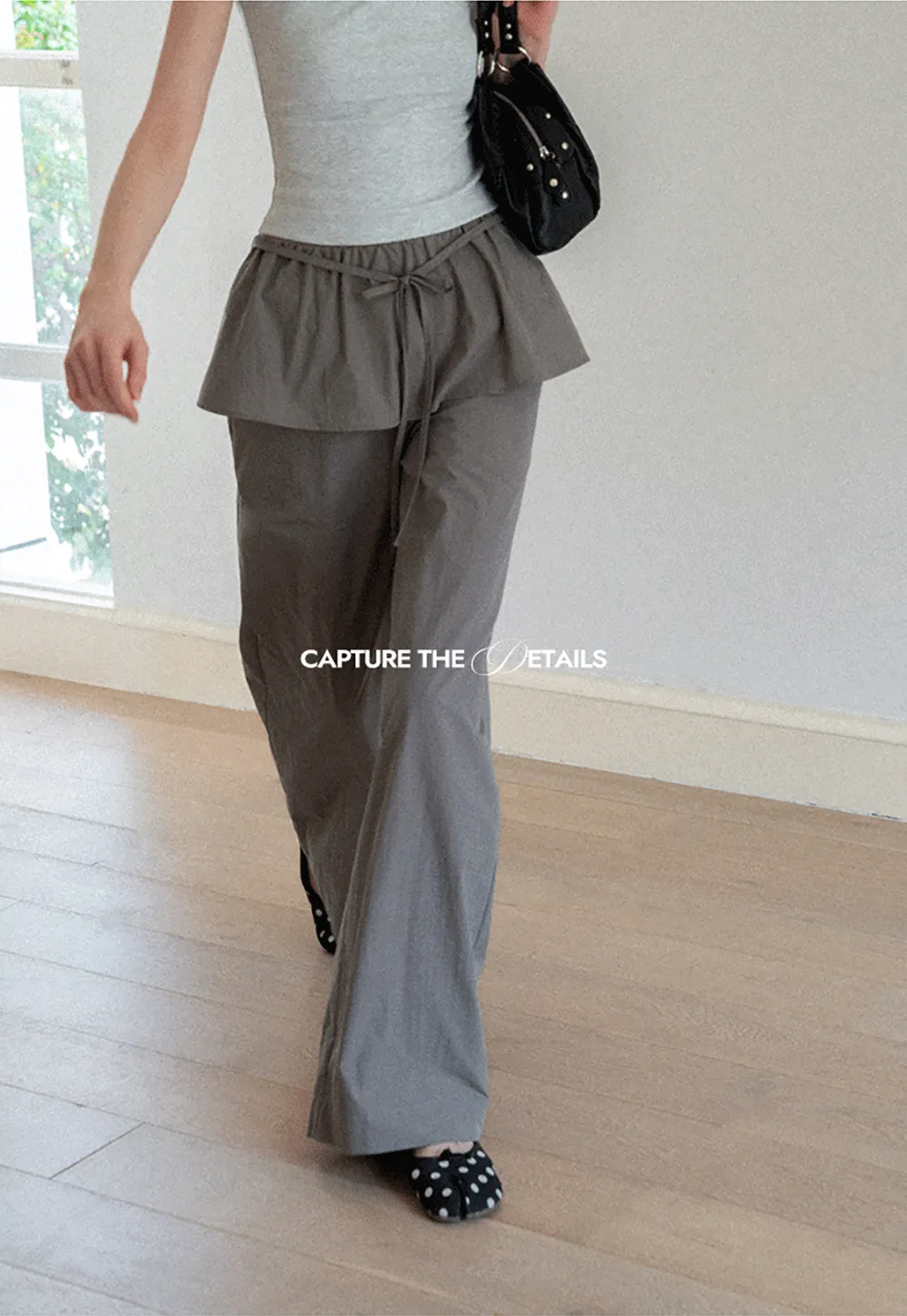 Drawstring Waist Wide Leg Casual Pants