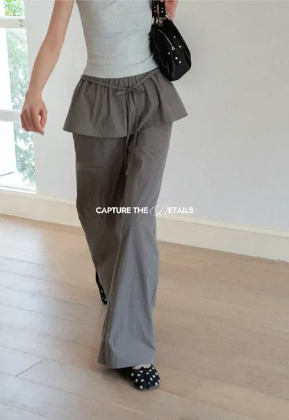 Drawstring Waist Wide Leg Casual Pants