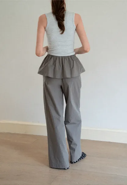 Drawstring Waist Wide Leg Casual Pants