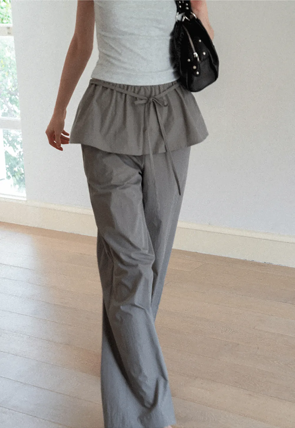 Drawstring Waist Wide Leg Casual Pants