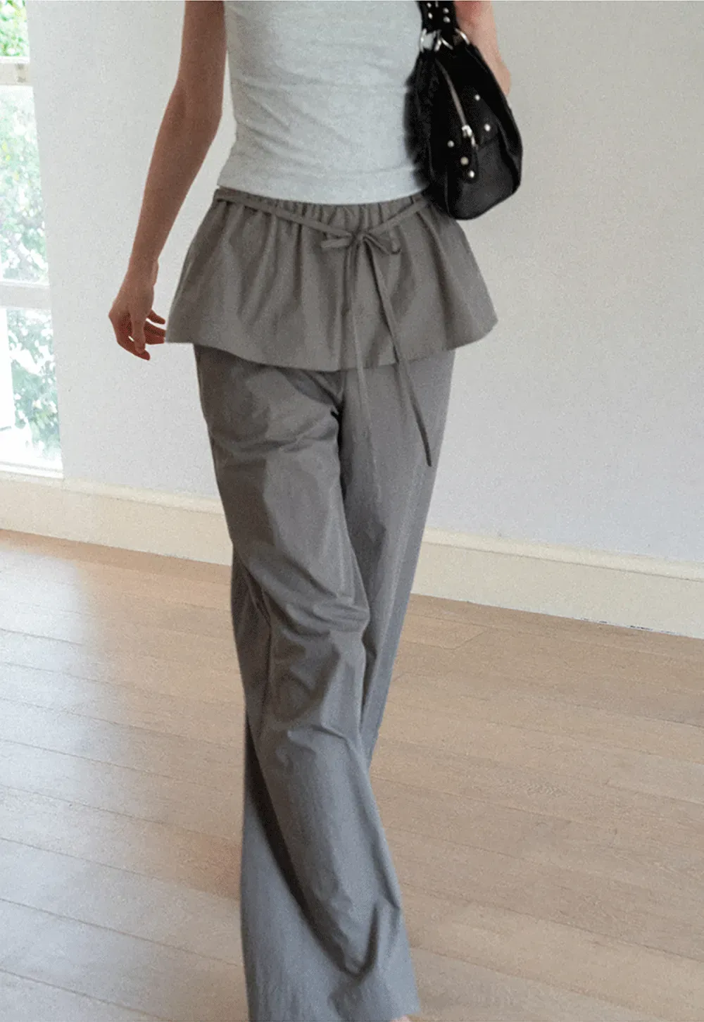 Drawstring Waist Wide Leg Casual Pants