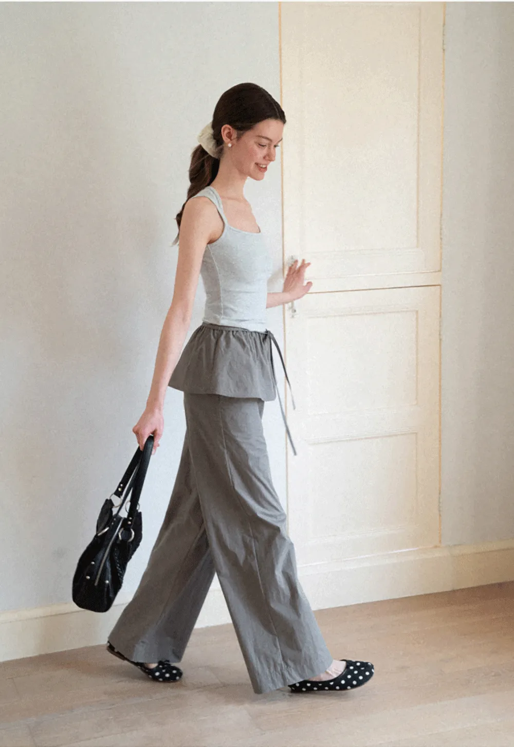 Drawstring Waist Wide Leg Casual Pants