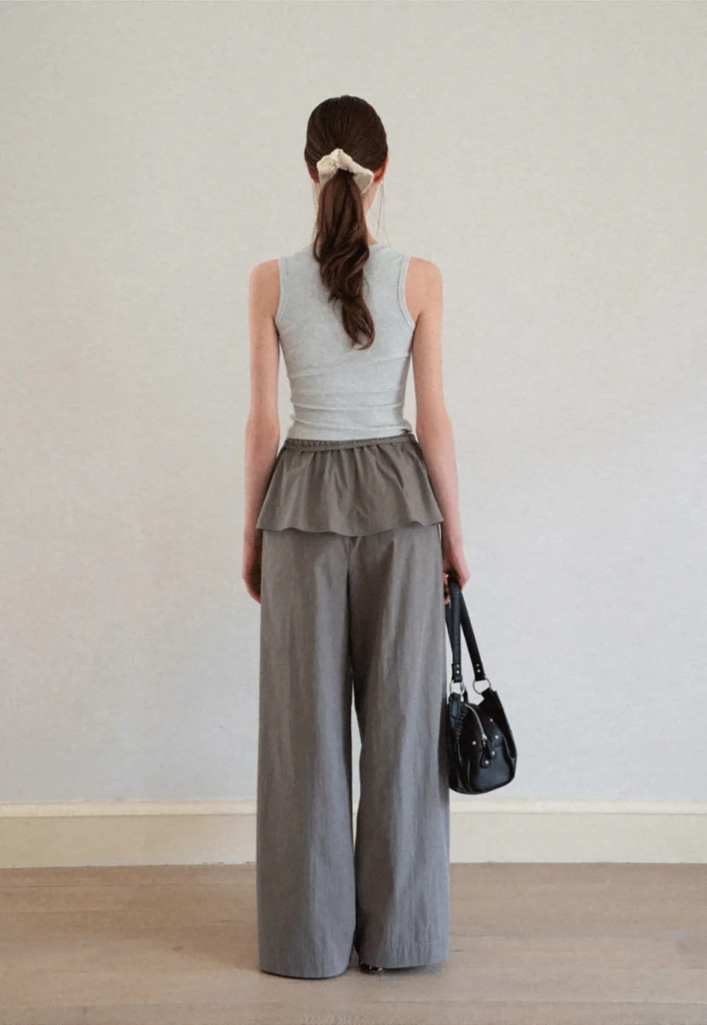 Drawstring Waist Wide Leg Casual Pants