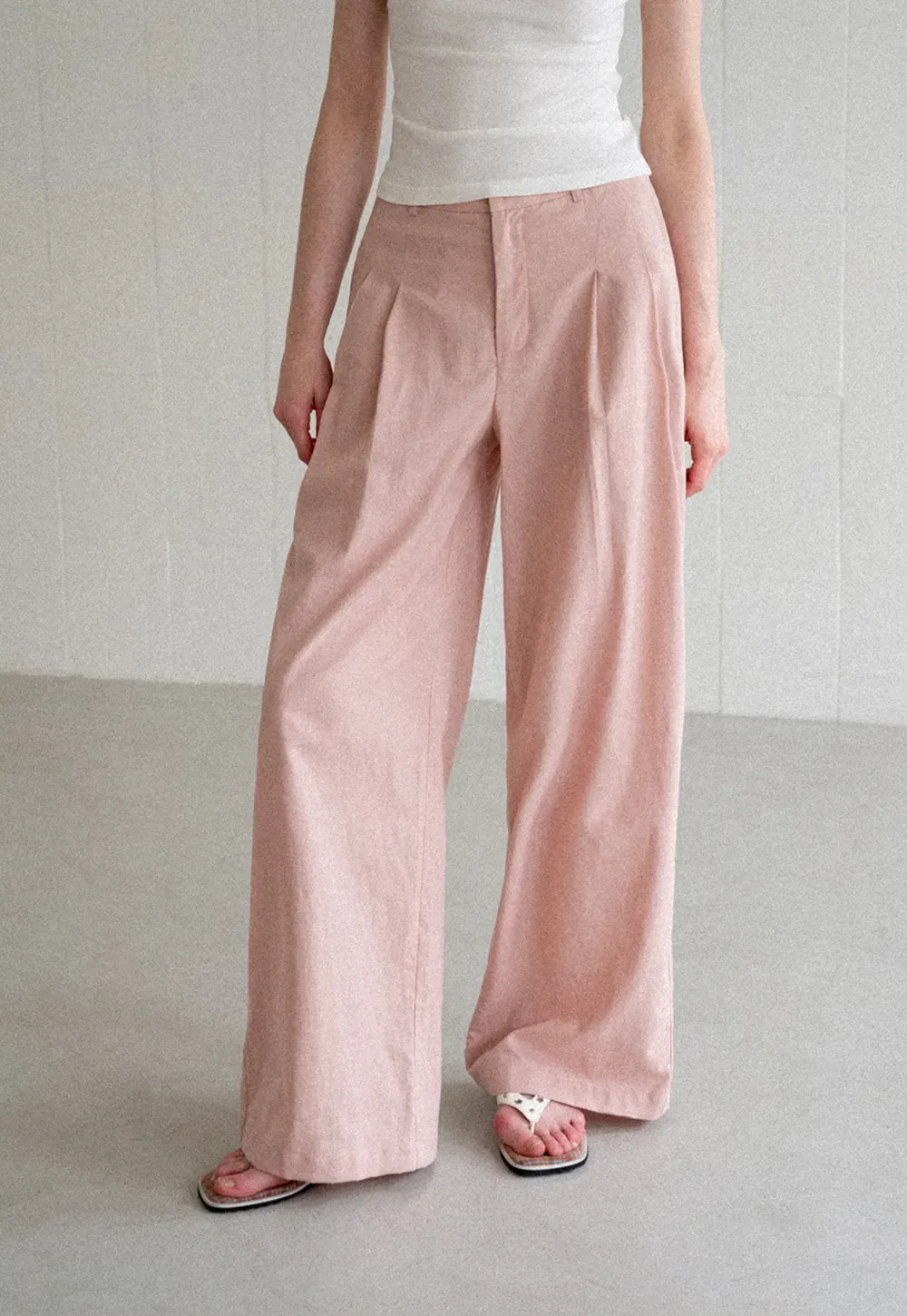 High Waist Pleated Wide Leg Casual Pants