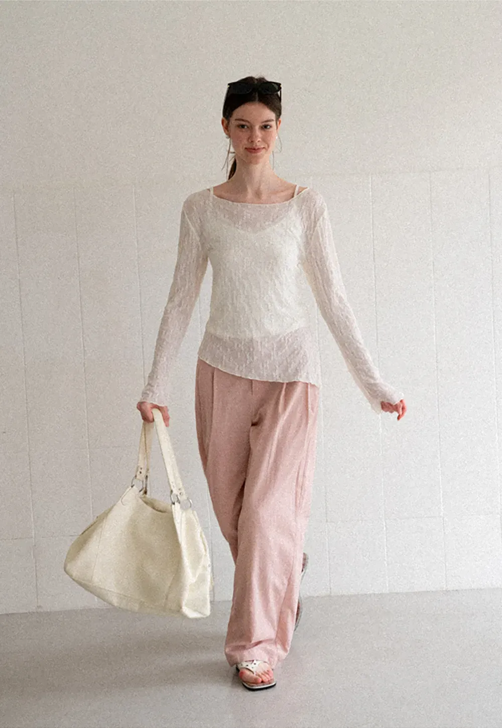 High Waist Pleated Wide Leg Casual Pants