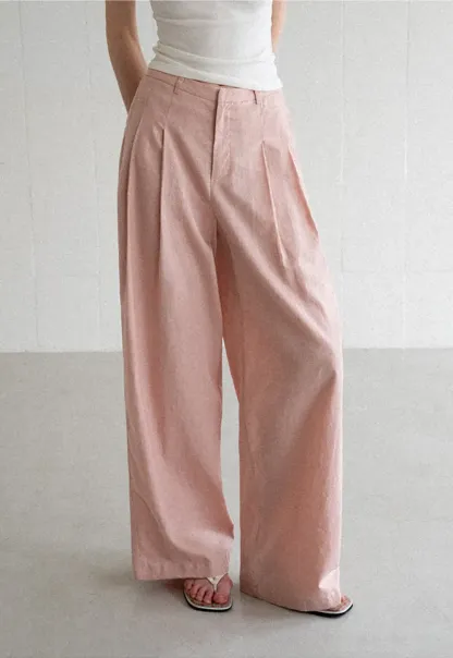 High Waist Pleated Wide Leg Casual Pants