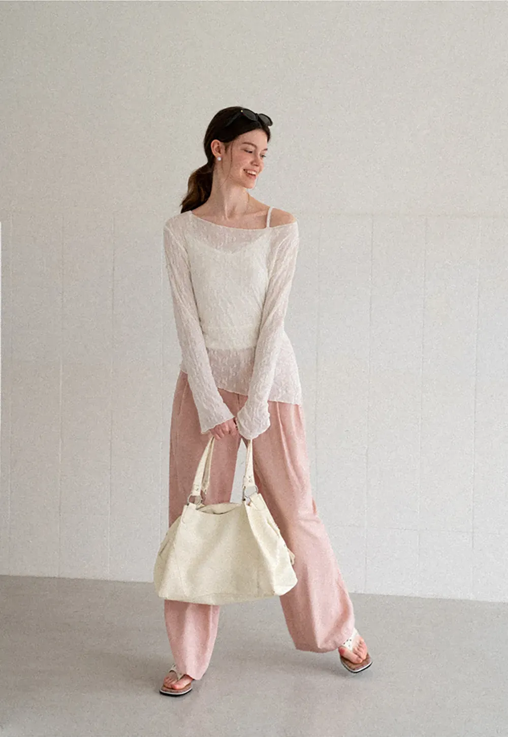 High Waist Pleated Wide Leg Casual Pants