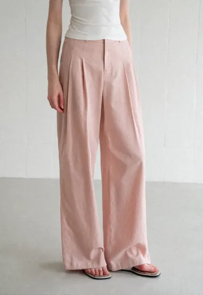 High Waist Pleated Wide Leg Casual Pants