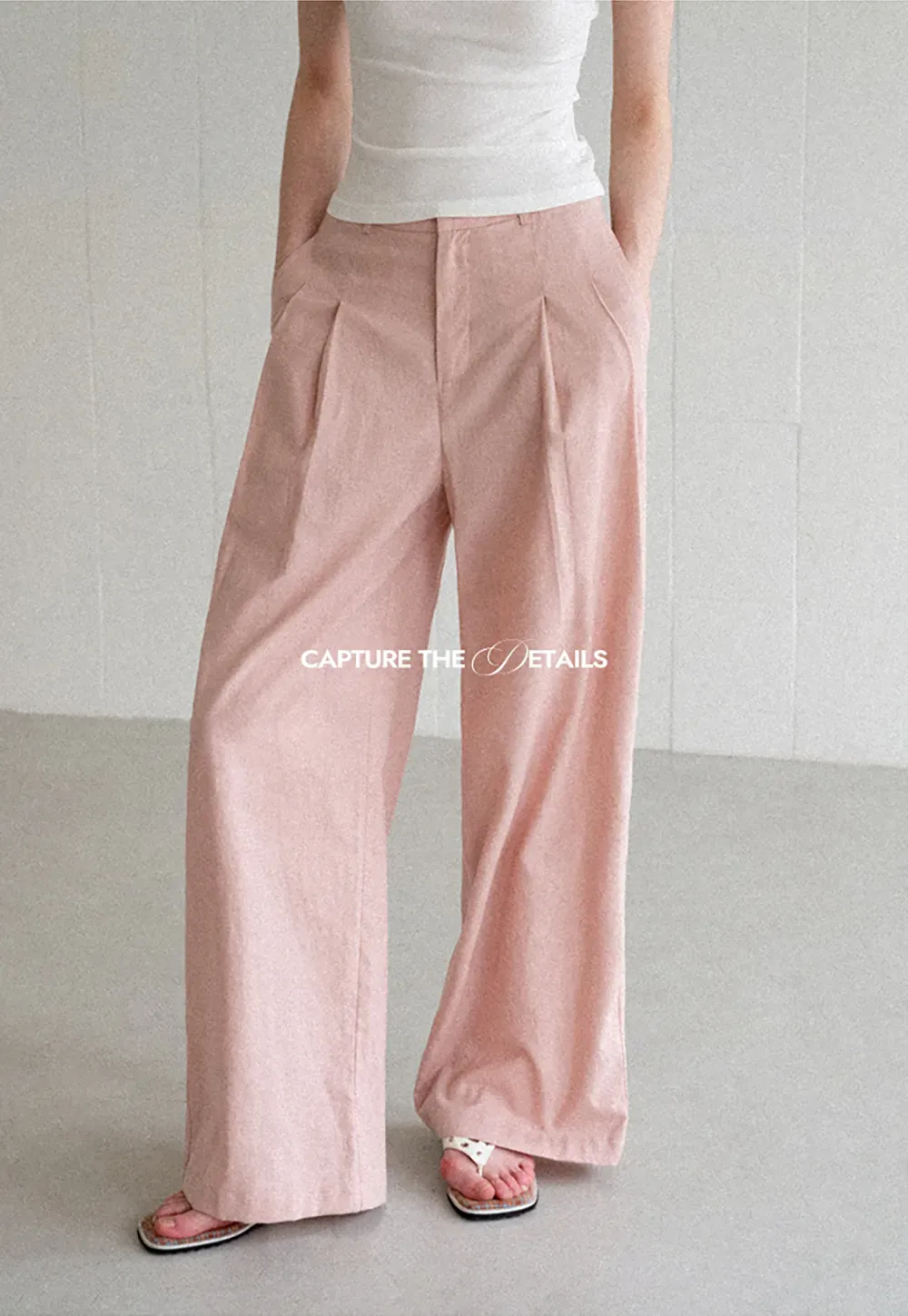 High Waist Pleated Wide Leg Casual Pants