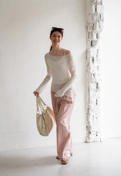 High Waist Pleated Wide Leg Casual Pants