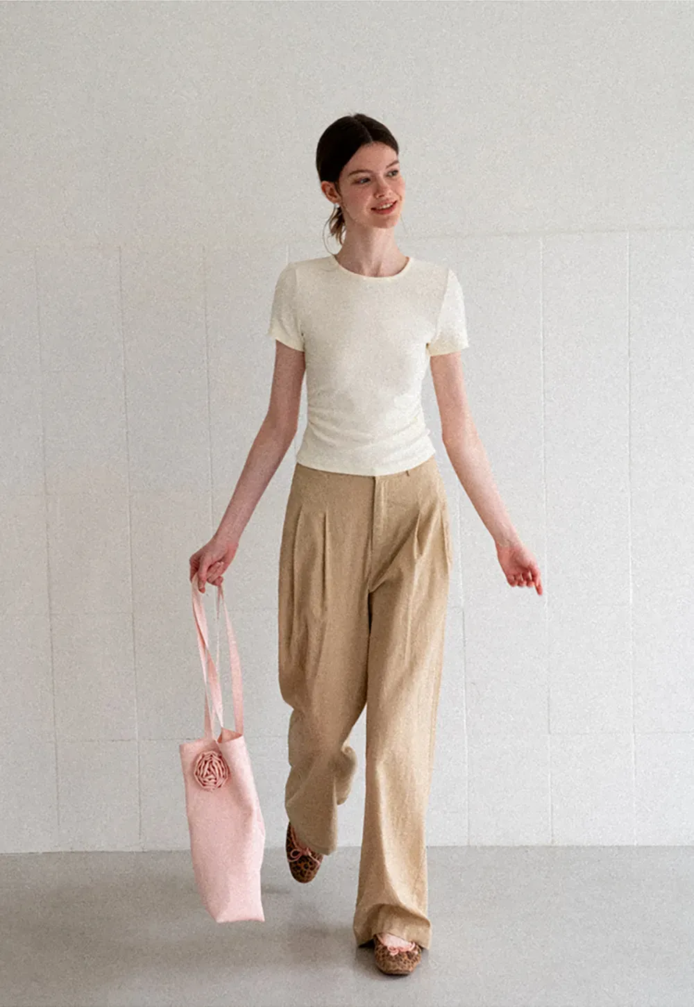 High Waist Pleated Wide Leg Casual Pants