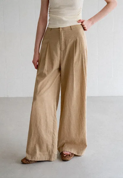 High Waist Pleated Wide Leg Casual Pants