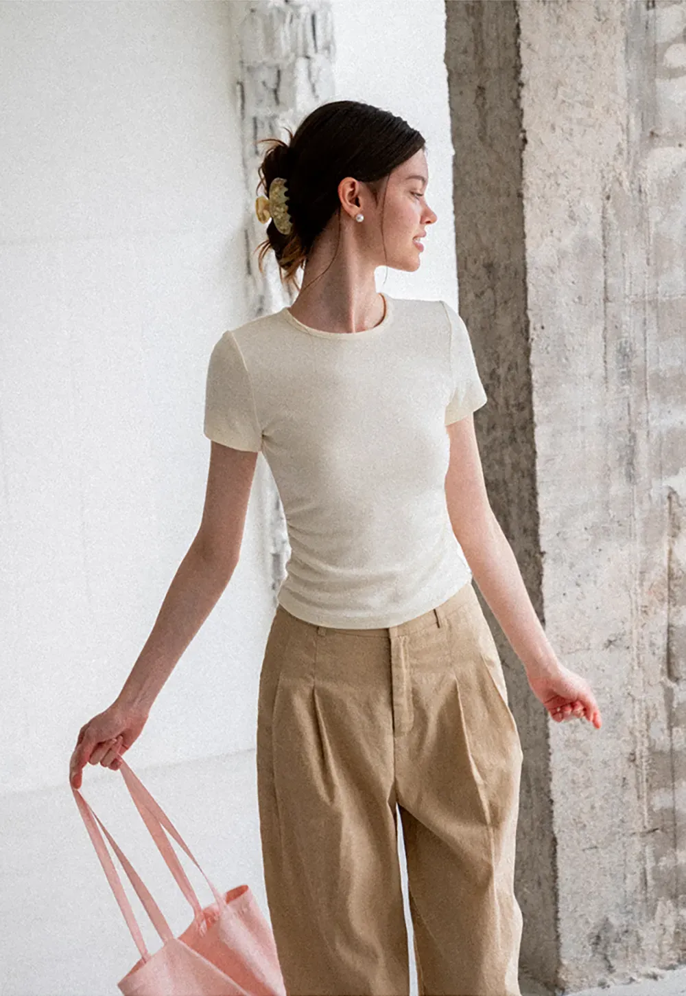 High Waist Pleated Wide Leg Casual Pants