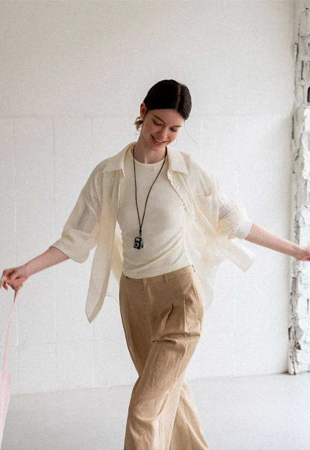 High Waist Pleated Wide Leg Casual Pants