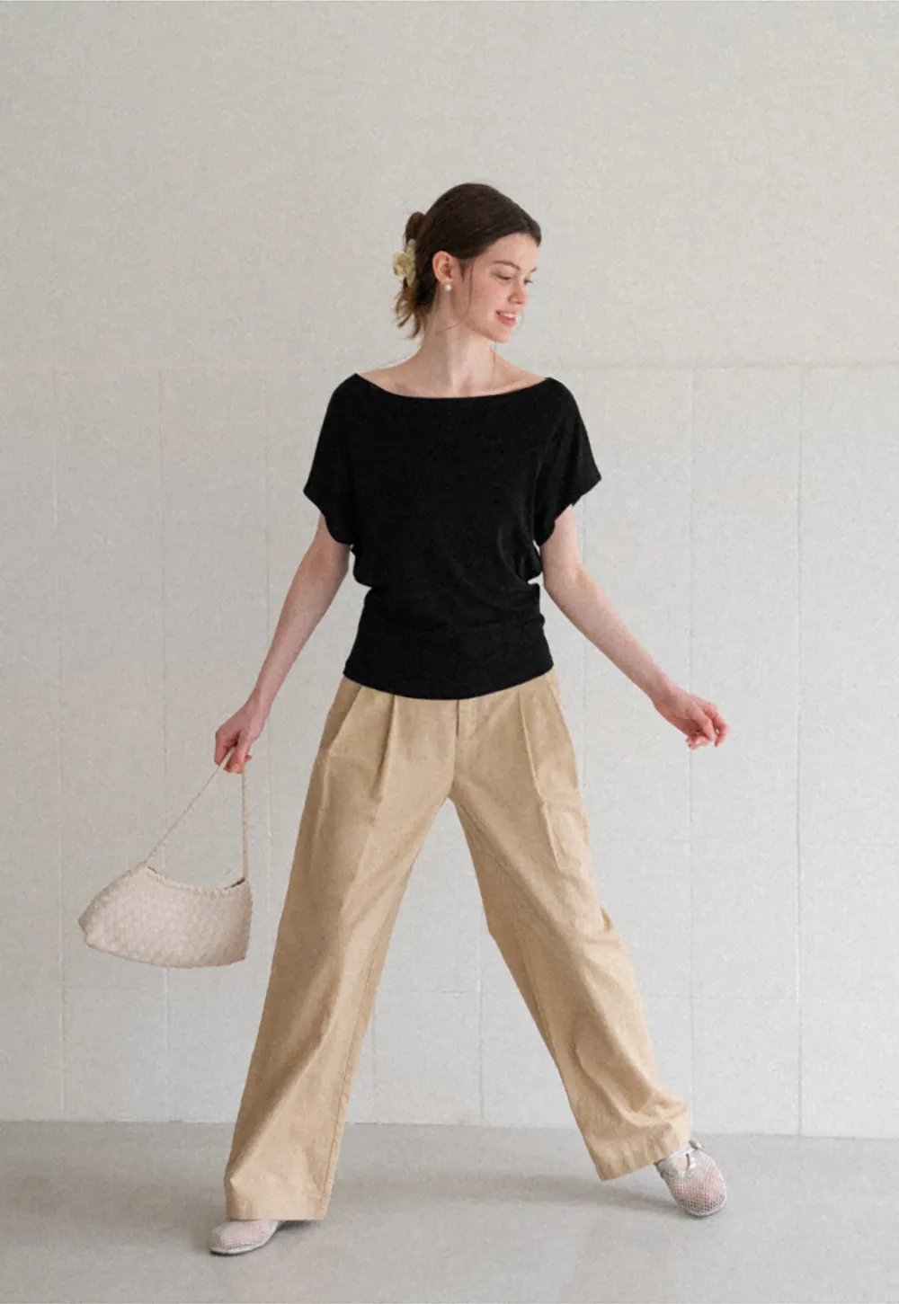 High Waist Pleated Wide Leg Casual Pants
