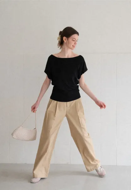 High Waist Pleated Wide Leg Casual Pants