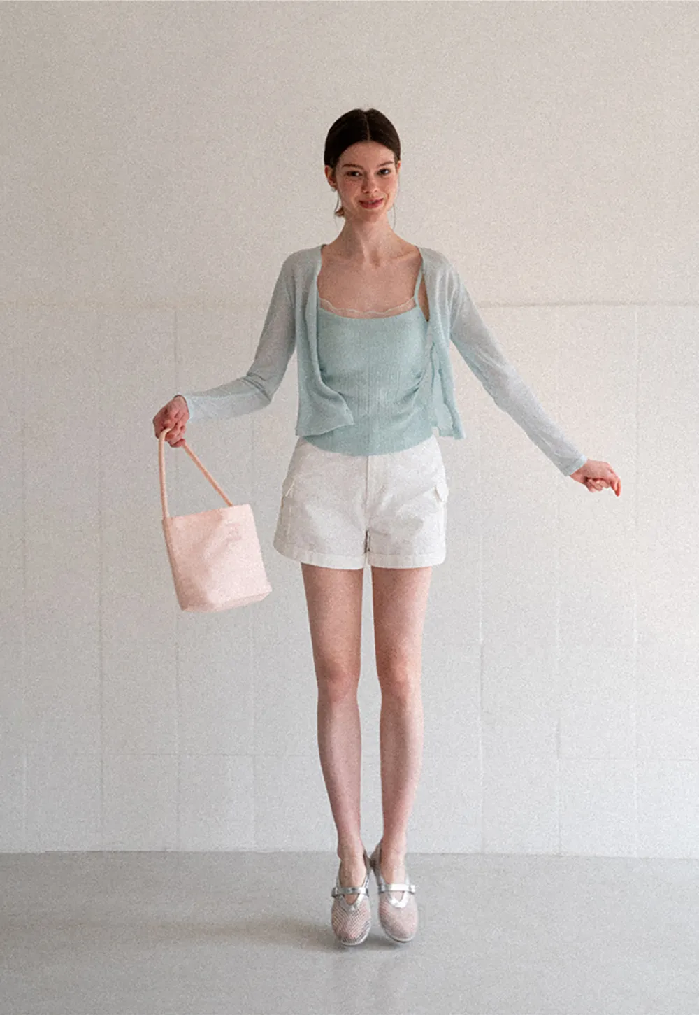 High Waist Cargo Shorts With Cuffed Hem