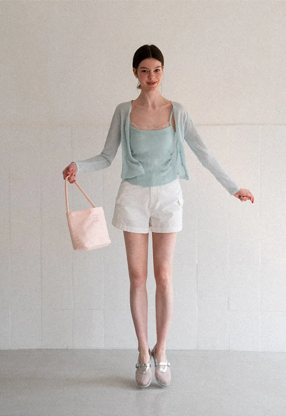 High Waist Cargo Shorts With Cuffed Hem