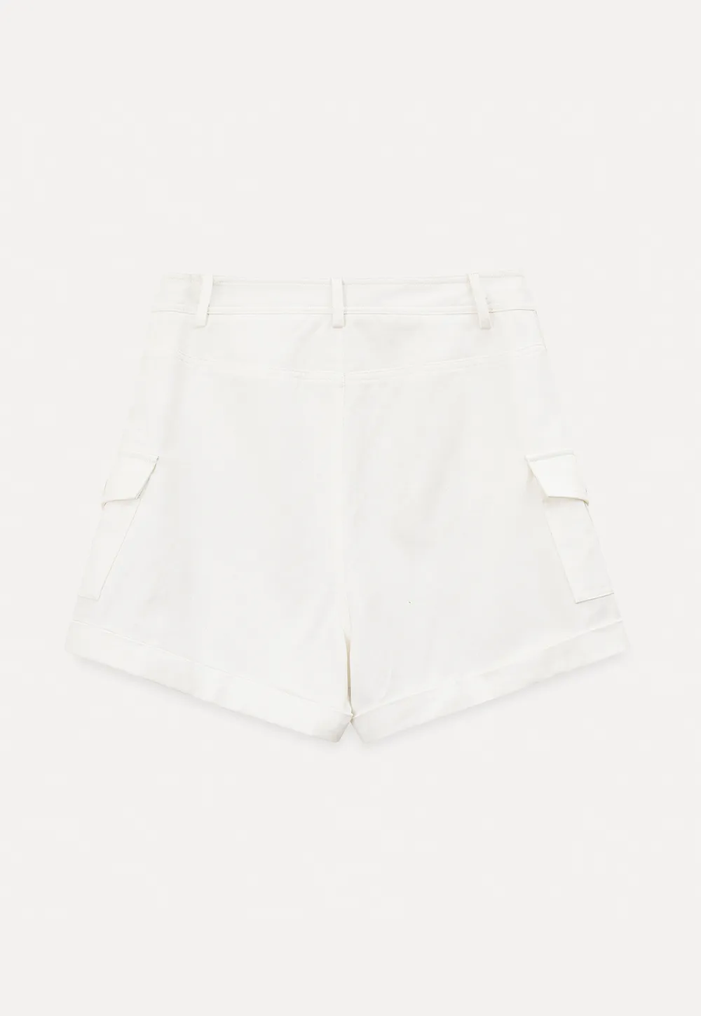 High Waist Cargo Shorts With Cuffed Hem