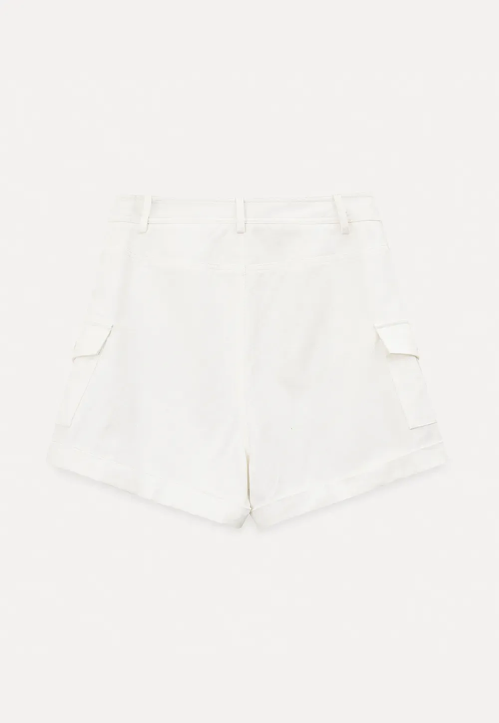 High Waist Cargo Shorts With Cuffed Hem