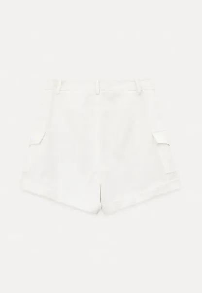 High Waist Cargo Shorts With Cuffed Hem