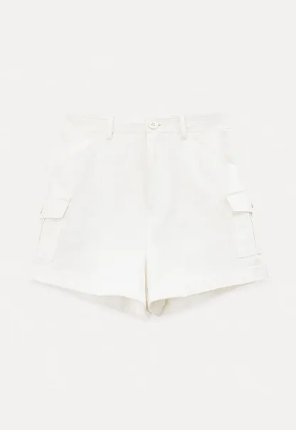 High Waist Cargo Shorts With Cuffed Hem
