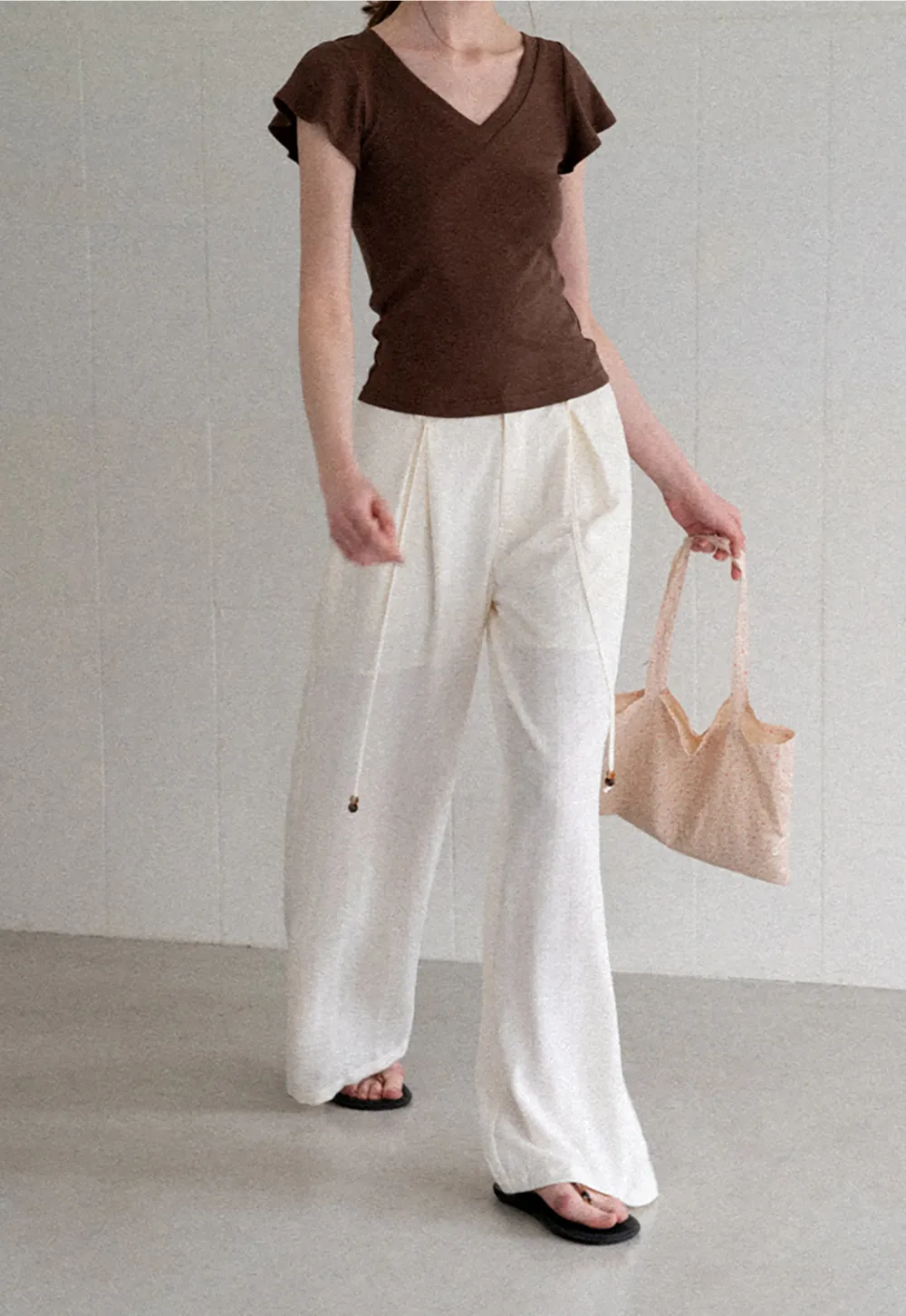 Drawstring Waist Wide Leg Casual Pants