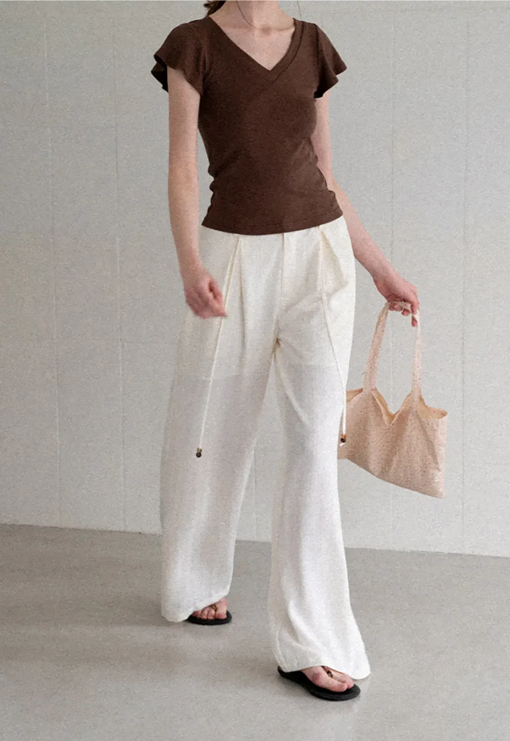 Drawstring Waist Wide Leg Casual Pants