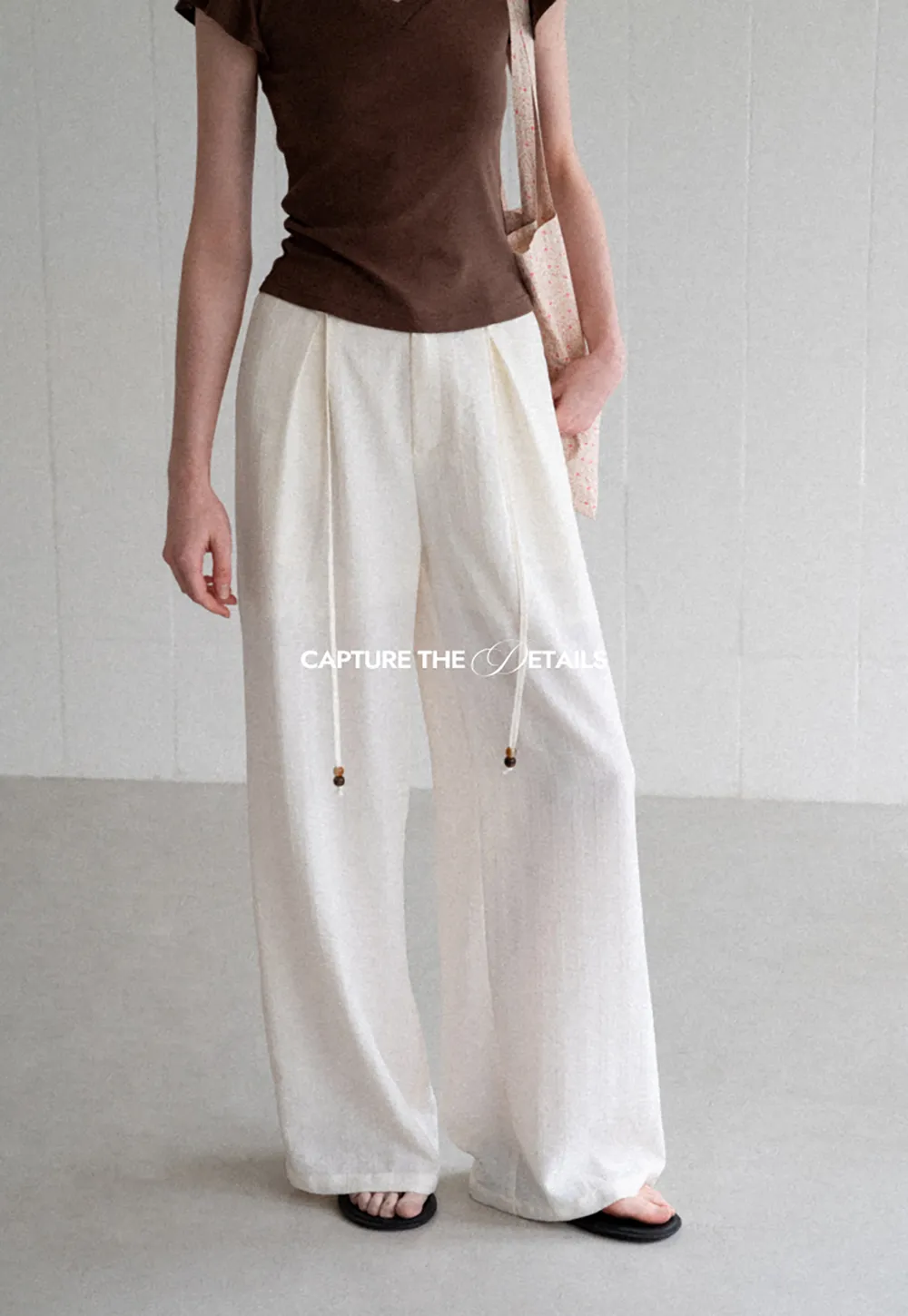Drawstring Waist Wide Leg Casual Pants