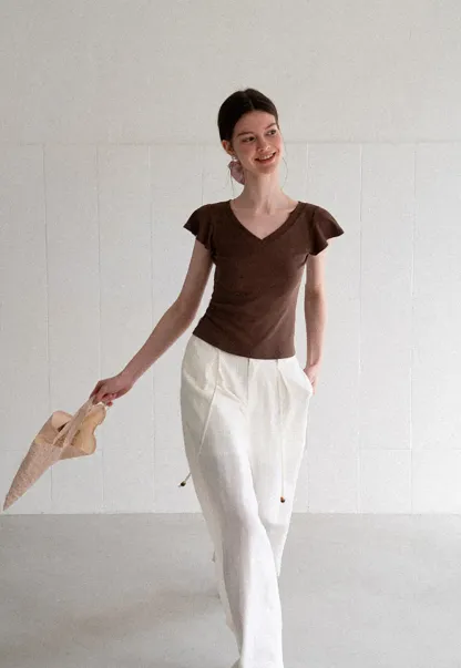 Drawstring Waist Wide Leg Casual Pants