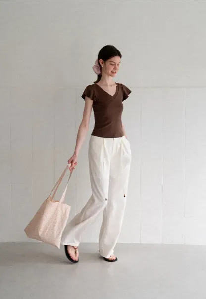 Drawstring Waist Wide Leg Casual Pants