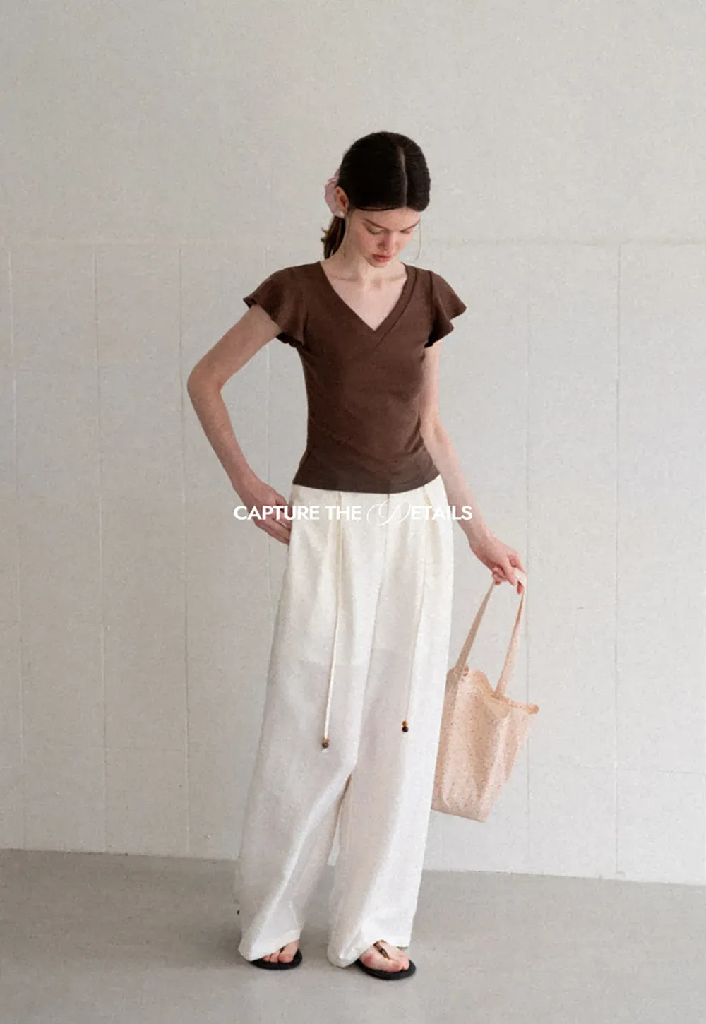Drawstring Waist Wide Leg Casual Pants