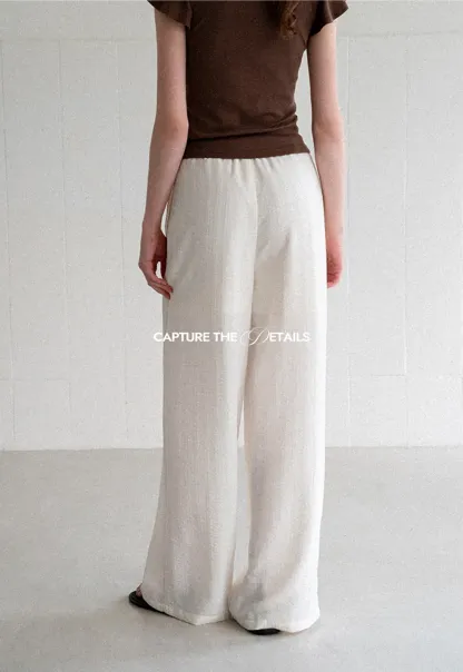 Drawstring Waist Wide Leg Casual Pants
