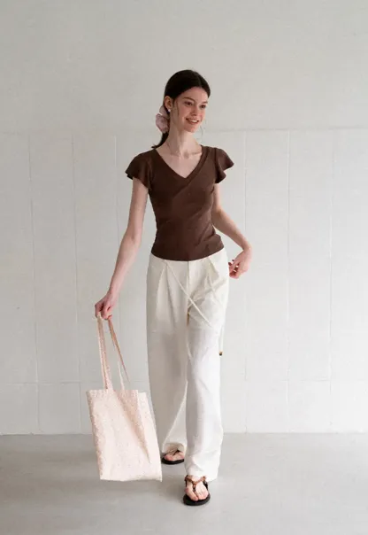 Drawstring Waist Wide Leg Casual Pants