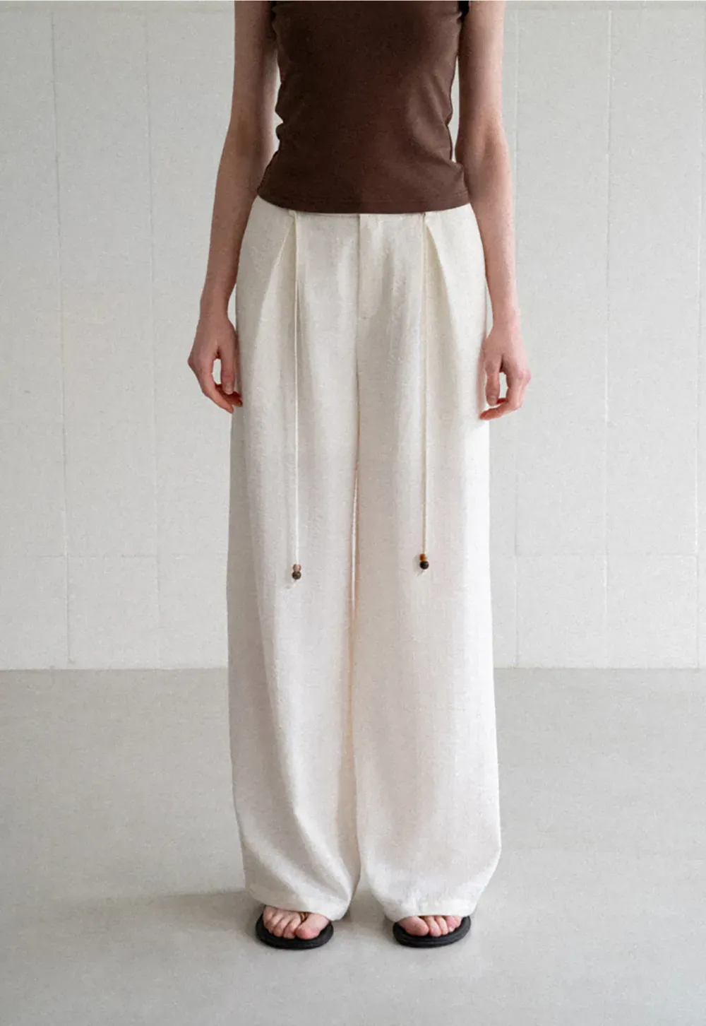 Drawstring Waist Wide Leg Casual Pants