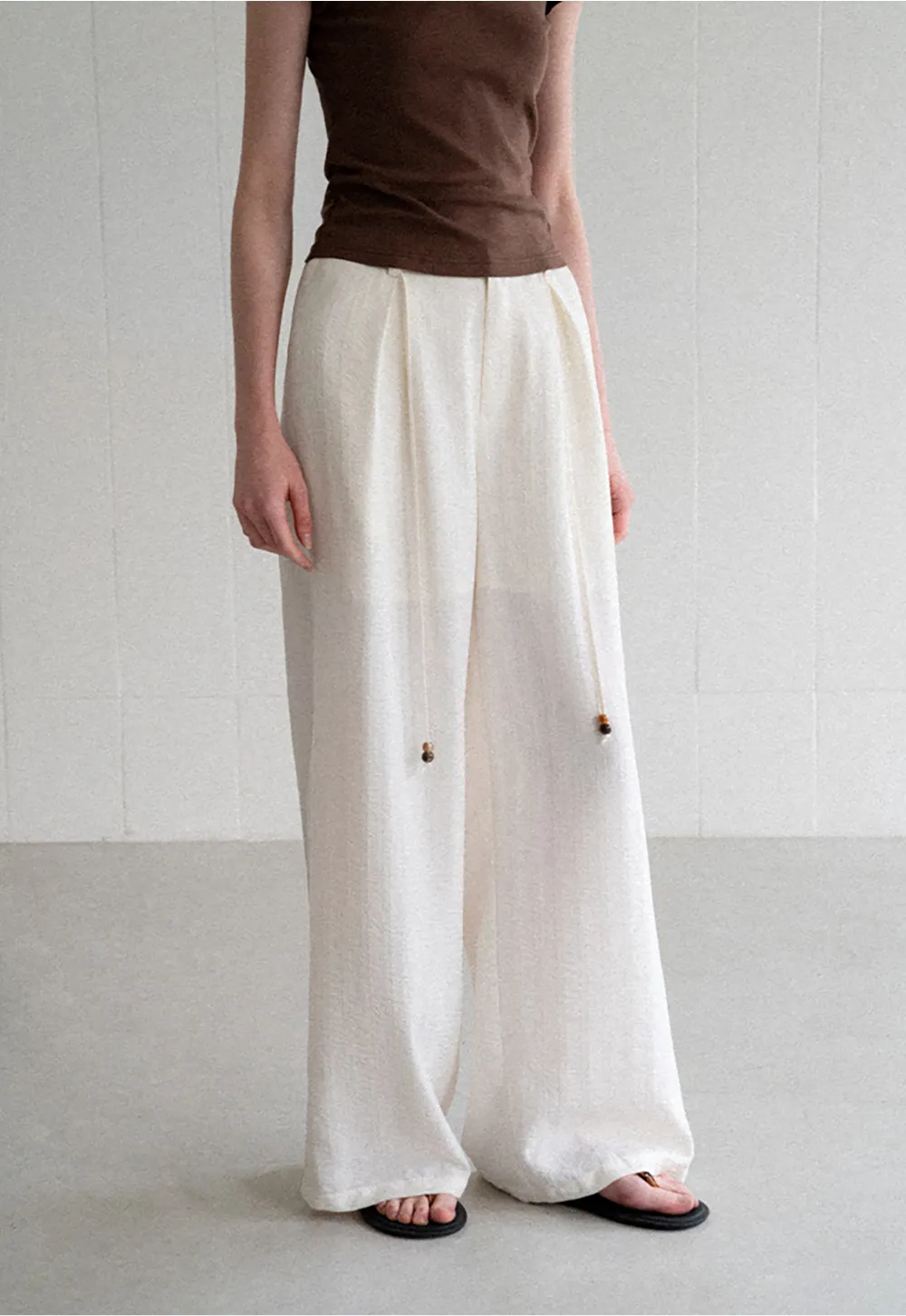 Drawstring Waist Wide Leg Casual Pants