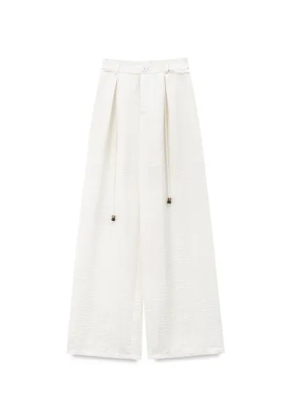 Drawstring Waist Wide Leg Casual Pants