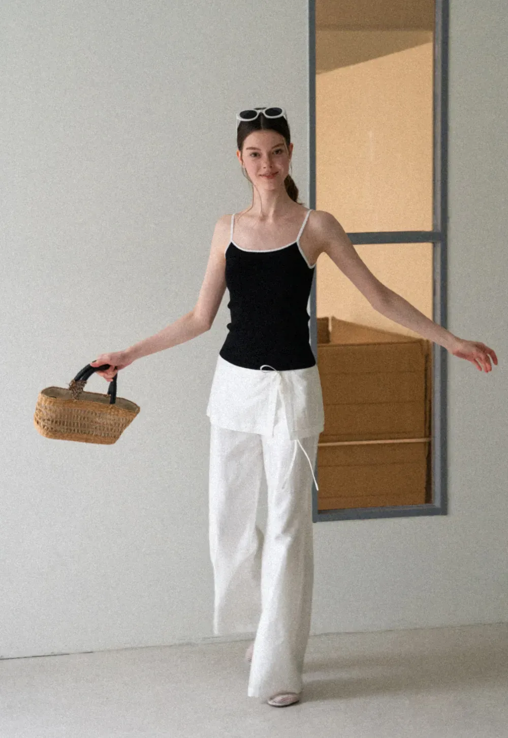 Drawstring Waist Wide Leg Casual Pants