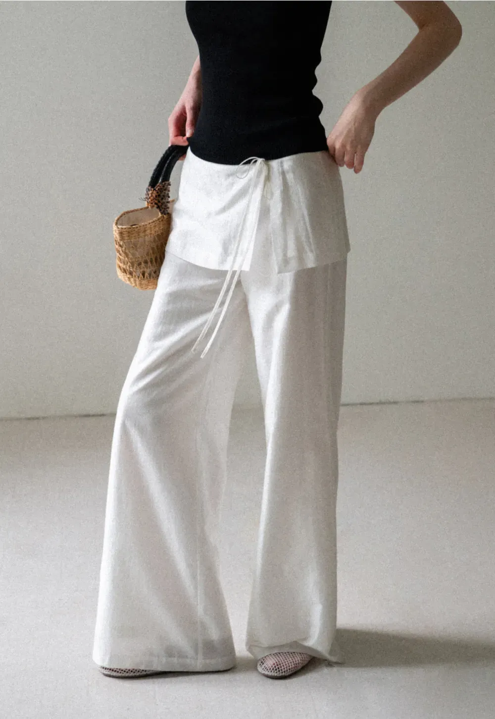 Drawstring Waist Wide Leg Casual Pants