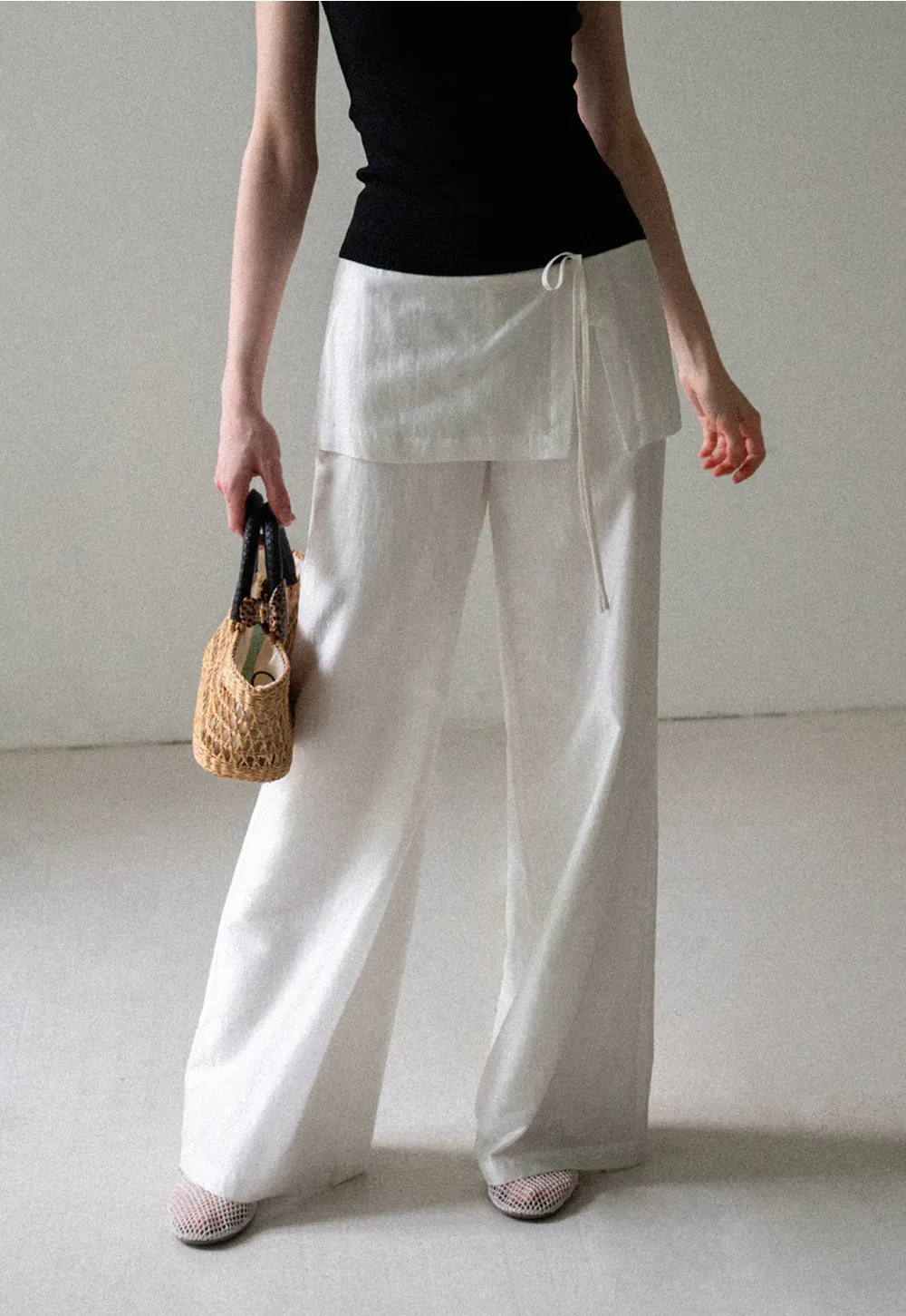 Drawstring Waist Wide Leg Casual Pants