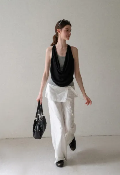 Drawstring Waist Wide Leg Casual Pants