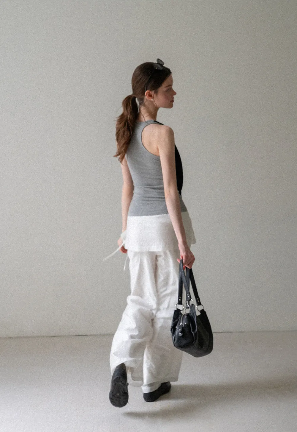 Drawstring Waist Wide Leg Casual Pants