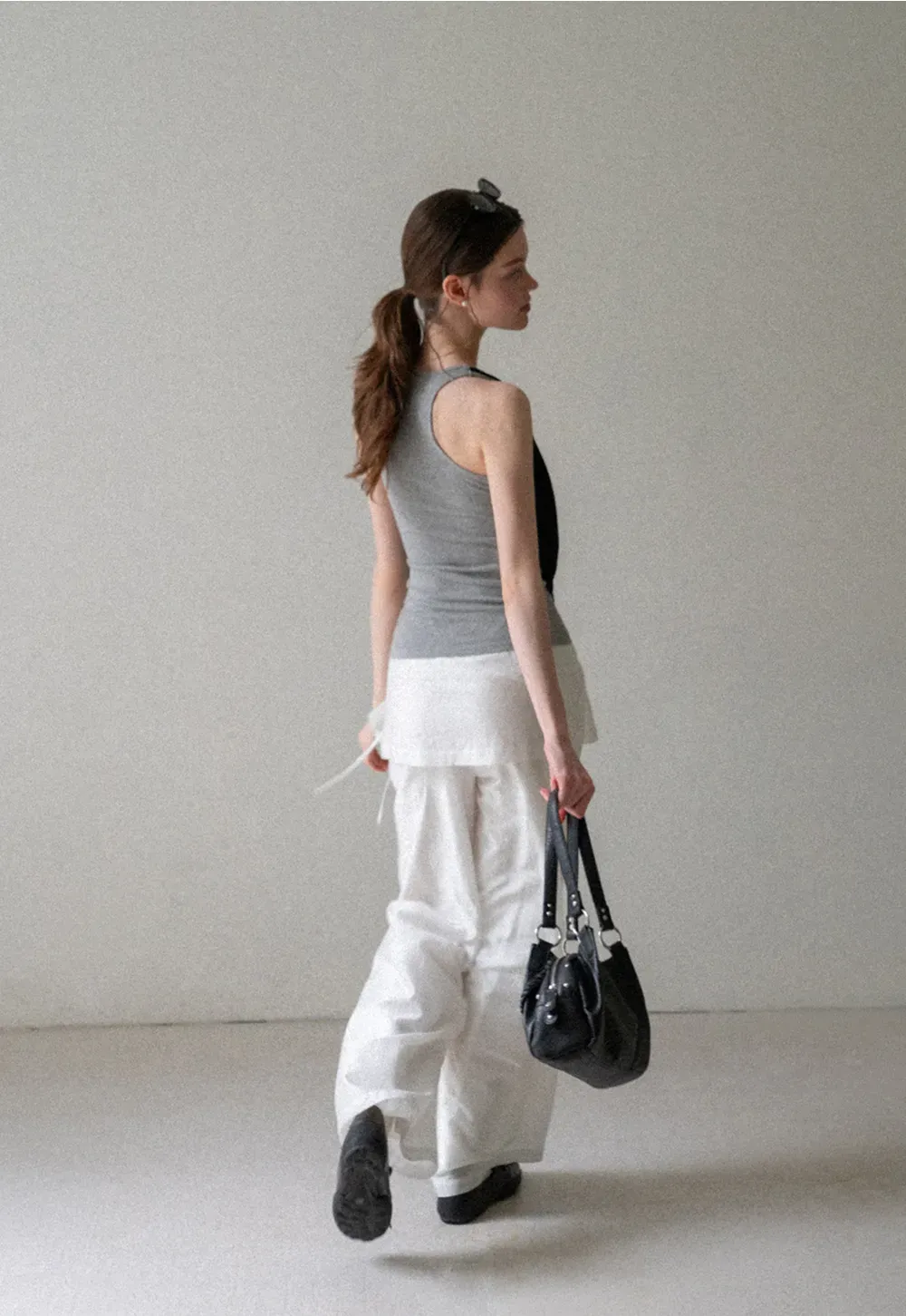 Drawstring Waist Wide Leg Casual Pants