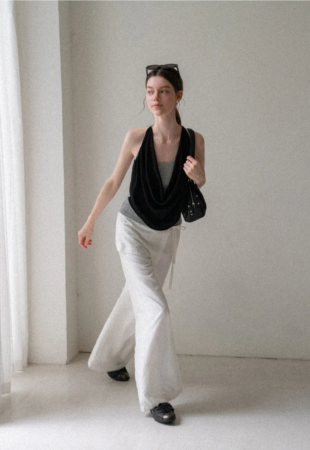 Drawstring Waist Wide Leg Casual Pants