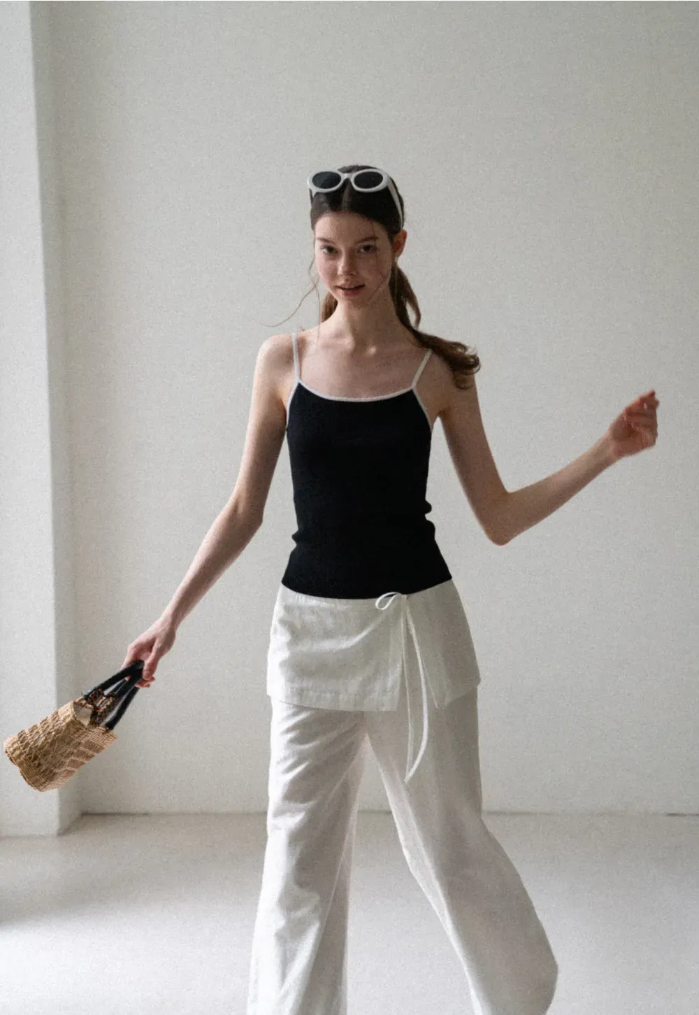 Drawstring Waist Wide Leg Casual Pants