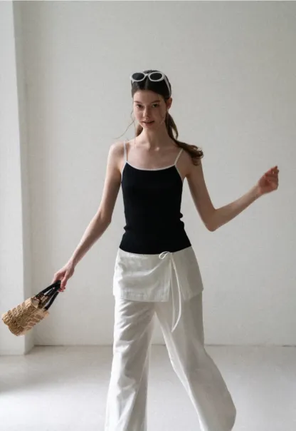 Drawstring Waist Wide Leg Casual Pants